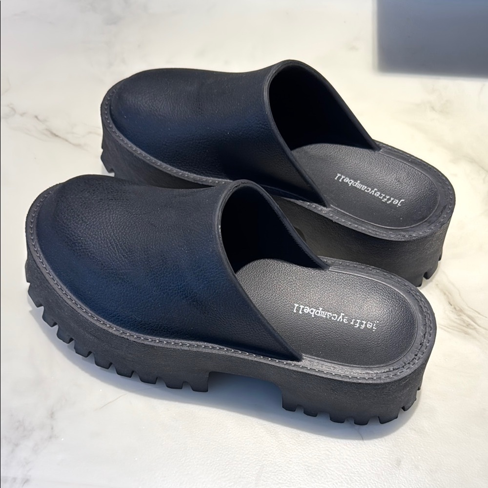 Jeffrey Campbell Black Mules with Chunky Sole size 9 women’s